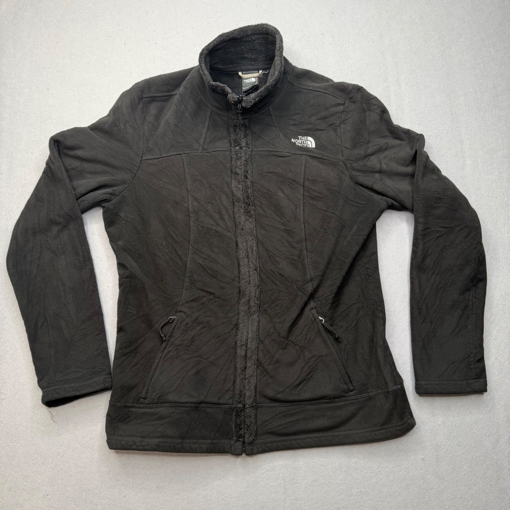 The North Face Womens Black Full Zip Fleece Jacket Osito Trim A53T Size L